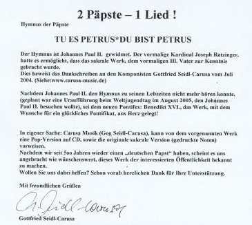 Zwei Päpste ein Lied